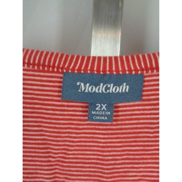 ModCloth Red Stripe Twist Front Sleeveless Tank Top Plus Size 2X - Picture 7 of 7